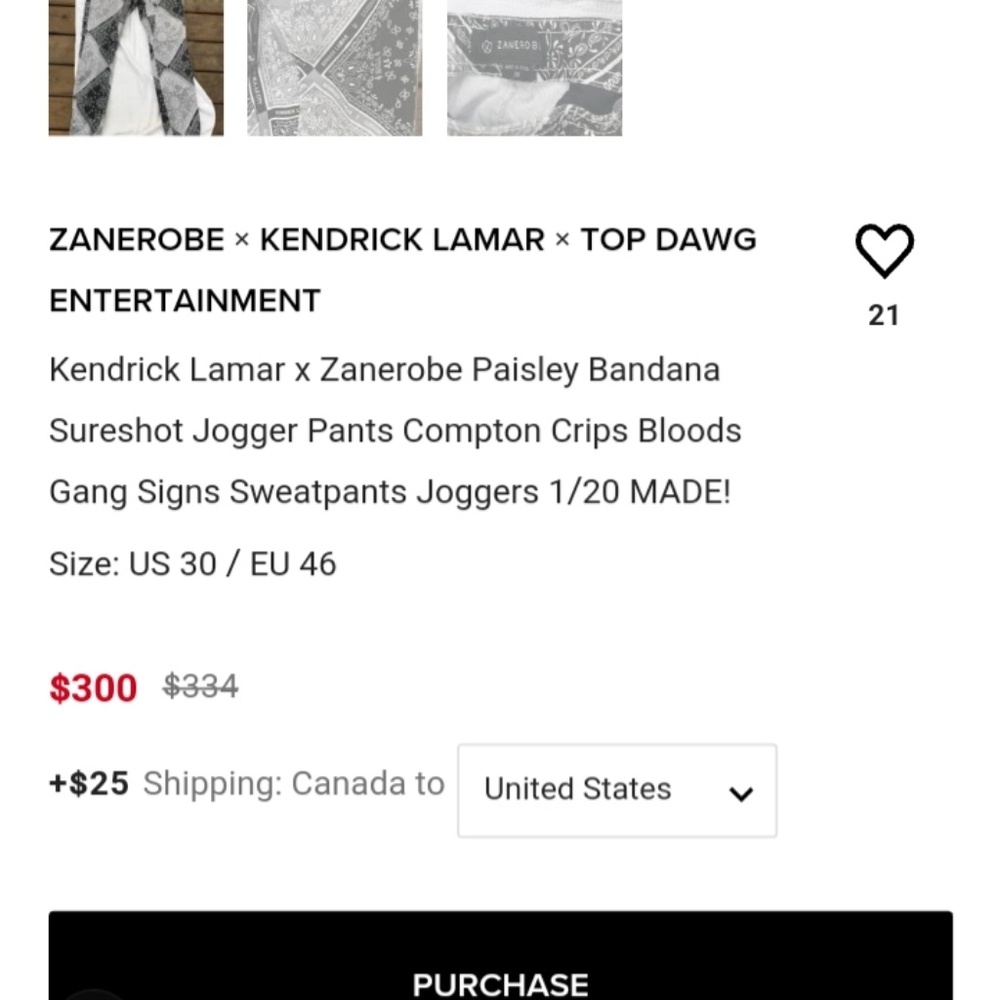 Zanerobe Kendrick lamar joggers